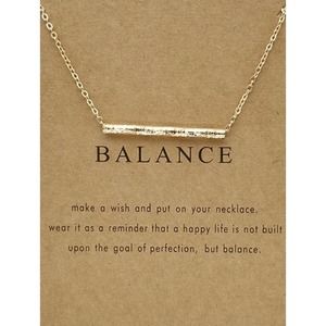 NEW Balance Bar Necklace Gold Minimalist‎ Pendant Delicate Chain Jewelry Gift